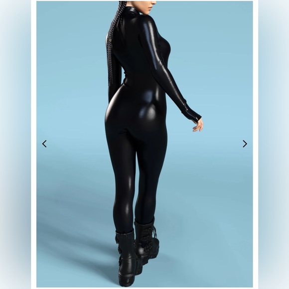 CANDY CATZ WOMEN’S BLACK HOLOGRAPHIC BODYSUIT - Picture 4 of 6